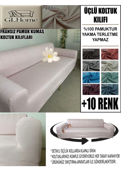 %100 Pamuk Fransız Kumaş 3 Lü Komple Giydirme Kanepe & Çekyat, Bohem, Porto, Vb. Model Koltuk Kılıfı