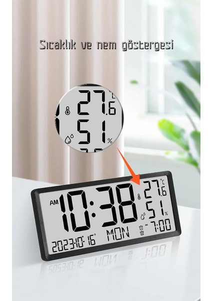 Çok Fonksiyonlu LCD Ekran Dijital Duvar Masa Saati Zaman Çift Alarm Tarih Sıcaklık Nem fırsatları