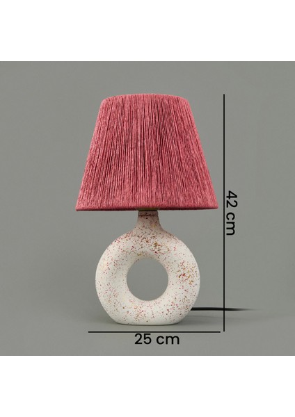 Printemps Handmade Seramik Abajur - Pembe / Beyaz - 42X25X25 cm indirimleri