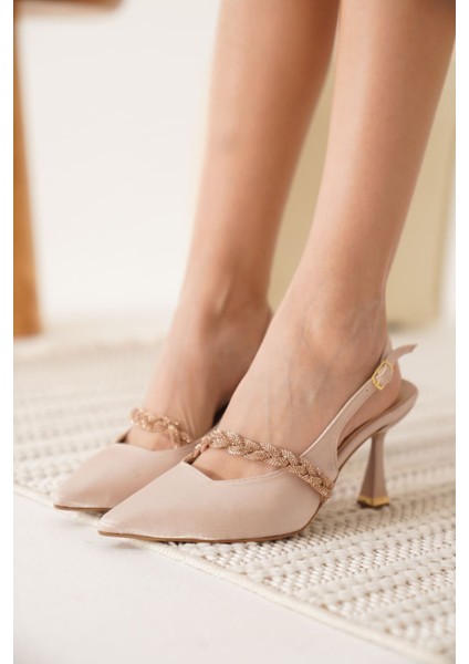 Drey Premium Bej Kadın Topuklu Ayakkabı