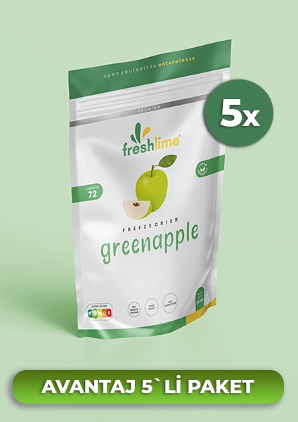 5`li Avantaj Paket Yeşil Elma Kuru Meyve Cipsi - 100 gr