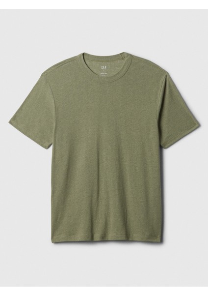 Erkek Haki Keten Karışımlı T-Shirt fiyatları
