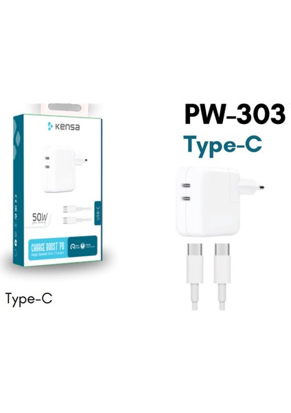 Yeni Nesil Çift Çıkışlı Typc-E Şarj Cihazı 50W Hızlı Iphone Uyumlu modelleri