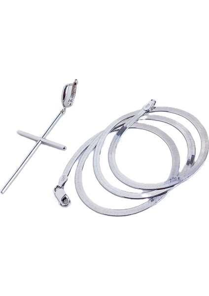 18 Ayar Altın Kaplama Stick Haç Tasarım Ezme Zincir Kolye Küpe Kadın Set indirimleri