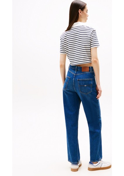 Yüksek Bel Düz Paça Slim Straight Koyu Mavi Kadın Denim Pantolon DW0DW200541BK fiyatları