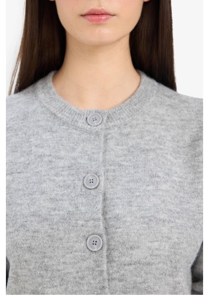 Regular Fit Bisiklet Yaka Basic Düz Düğmeli Soft Touch Yumuşak Triko Hırka indirimleri