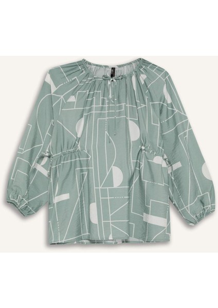 Regular Fit Desenli Uzun Kollu Bluz D8681AX25SP
