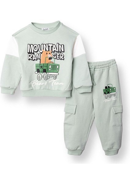 Erkek Bebek Eşofman Takımı Bisiklet Yaka Uzun Kol Ribanalı