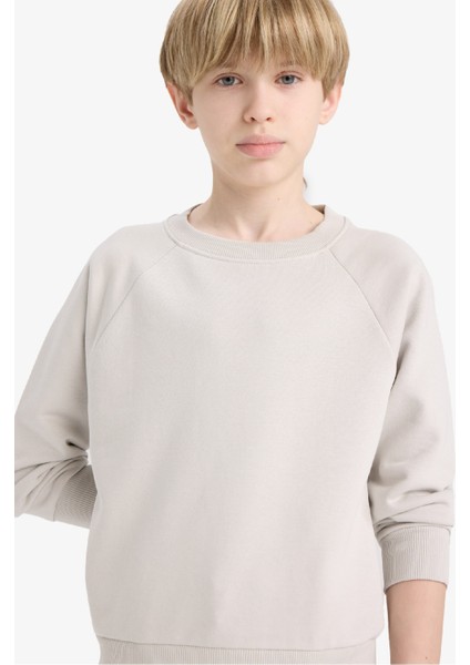 Erkek Çocuk Bisiklet Yaka Basic Düz Okul Sweatshirt E8415A825AU