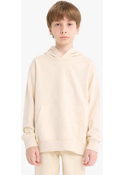 Erkek Çocuk Basic Düz Kapüşonlu Okul Sweatshirt E9558A825AU fırsatları