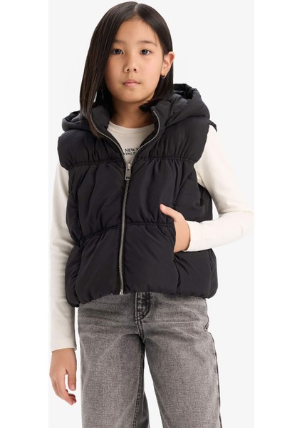 Kız Çocuk Su İtici Kapüşonlu Fermuarlı Şişme Yelek C4971A825AU