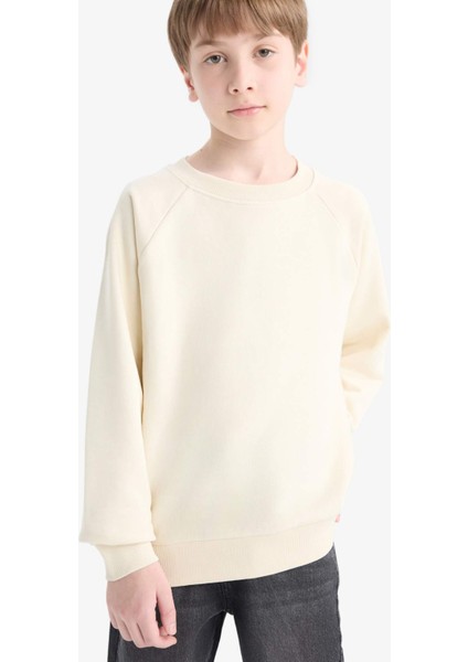 Erkek Çocuk Bisiklet Yaka Basic Düz Okul Sweatshirt E8415A825AU
