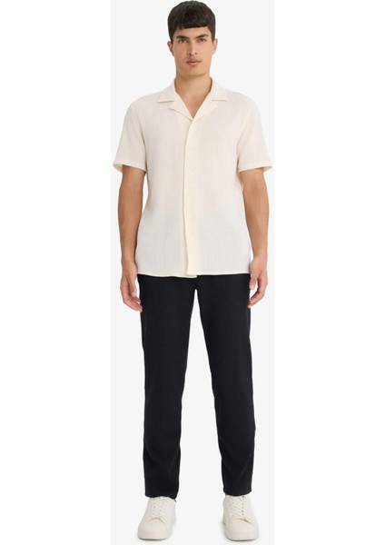 Modern Fit Polo Yaka Krinkıl Kumaş Kısa Kollu Gömlek F0313AX25AU fiyatları