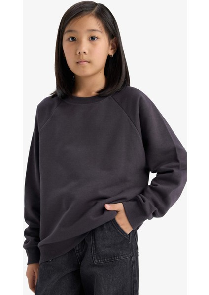 Erkek Çocuk Bisiklet Yaka Basic Düz SWEATSHIRT E8415A825AU