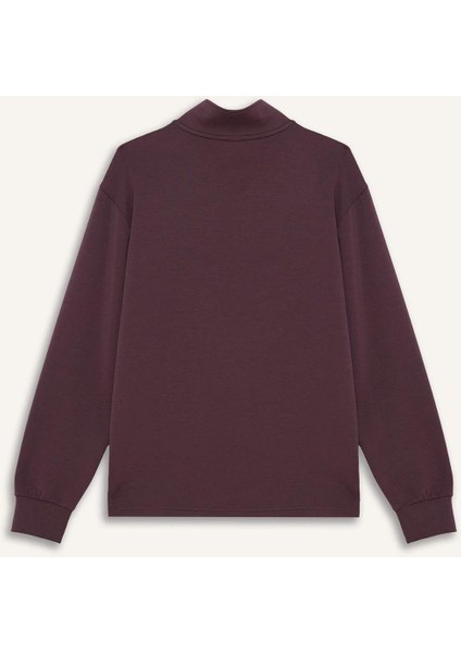 fit Oversize Geniş Kalıp Yarım Fermuarlı Dik Yaka Modal Sporcu SWEATSHIRT D7126AX25AU