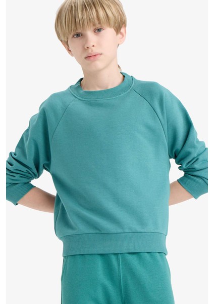 Erkek Çocuk Bisiklet Yaka Basic Düz Okul Sweatshirt E8415A825AU