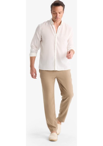 Relax Fit Kısa Paça Keten Görünümlü Beli Bağcıklı Lastikli Cepli Pantolon E4790AX25AU modelleri