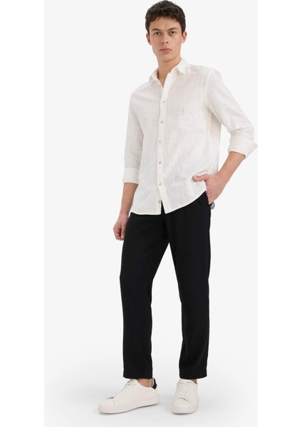 Relax Fit Kısa Paça Keten Görünümlü Beli Bağcıklı Lastikli Cepli Pantolon E4790AX25AU modelleri