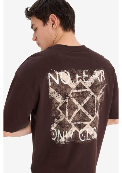 %100 Pamuk Vikings Valhalla Boxy Fit Rahat Kesim Bisiklet Yaka Sırt Baskılı Kısa Kollu Tişört E9294AX25AU