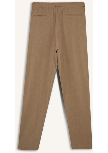 Relax Fit Kısa Paça Keten Görünümlü Beli Bağcıklı Lastikli Cepli Pantolon E4790AX25AU