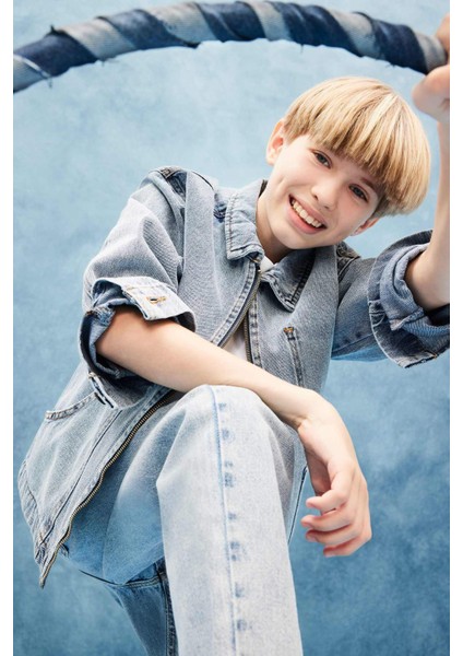 Erkek Çocuk Polo Yaka Denim Ceket F3152A825AU fiyatları