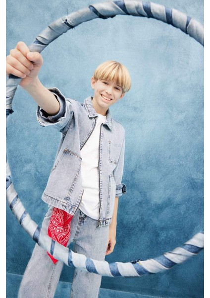 Erkek Çocuk Polo Yaka Denim Ceket F3152A825AU modelleri