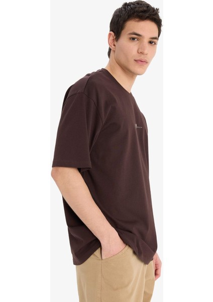 %100 Pamuk Vikings Valhalla Boxy Fit Rahat Kesim Bisiklet Yaka Sırt Baskılı Kısa Kollu Tişört E9294AX25AU fırsatları