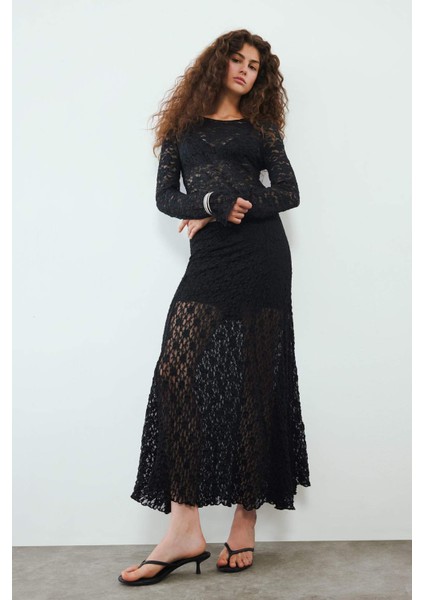 A Kesim Normal Bel Astarlı Dantel Maxi Etek F8154AX25AU