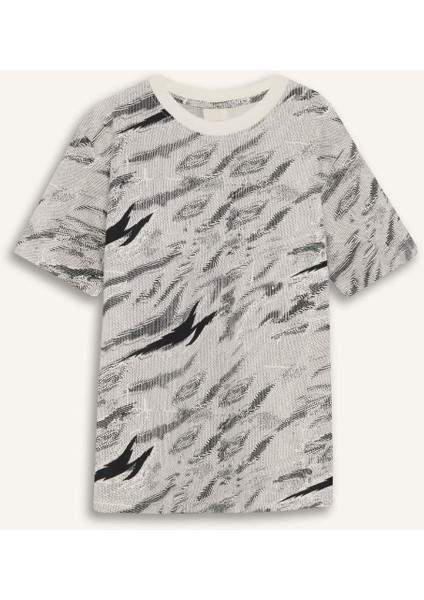 Erkek Çocuk Bisiklet Yaka Desenli Kısa Kollu Tişört F3770A825AU