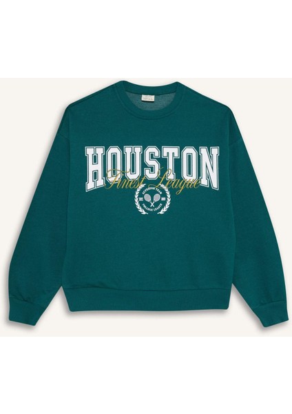Kız Çocuk Relax Fit Bisiklet Yaka Baskılı Sweatshirt E8894A825AU