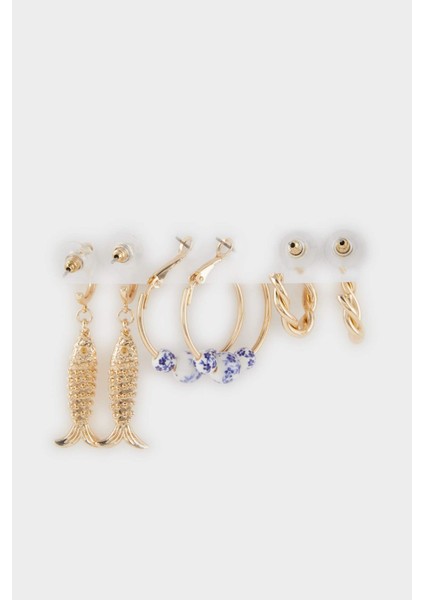 Kadın 3'lü Deniz Temalı Gold Küpe F5151AXNS modelleri