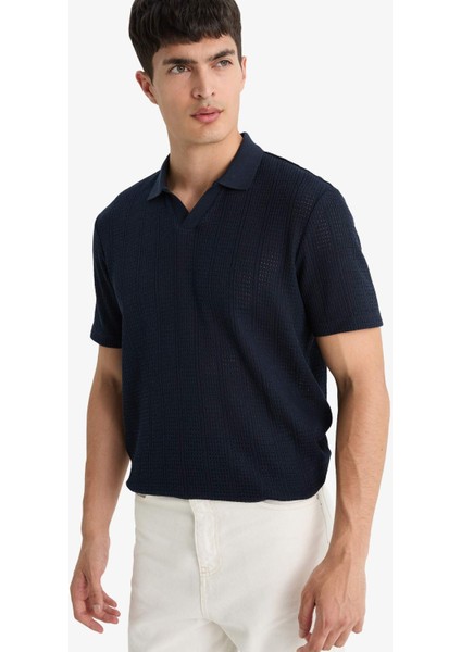 Triko Görünümlü Polo Yaka Delikli Kısa Kollu Tişört F4318AX25AU