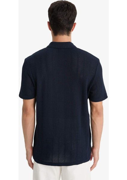 Triko Görünümlü Polo Yaka Delikli Kısa Kollu Tişört F4318AX25AU