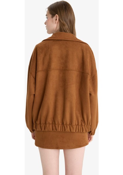 Fermuarlı Süet Bomber Ceket F7759AX25AU