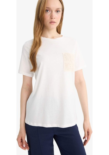 Regular Fit Bisiklet Yaka Penye Kısa Kollu Tişört F1152AX25AU