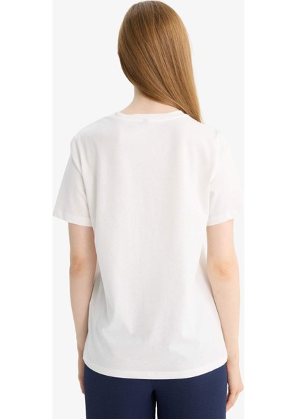 Regular Fit Bisiklet Yaka Penye Kısa Kollu Tişört F1152AX25AU