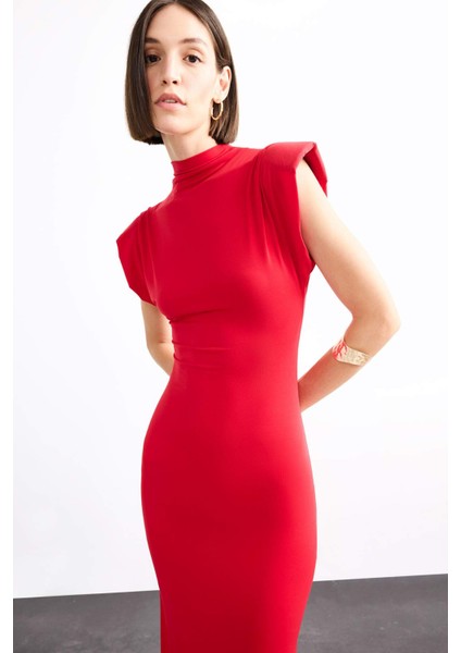 Fitted Dik Yaka Kolsuz Midi Elbise G0395AX25SM