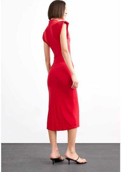 Fitted Dik Yaka Kolsuz Midi Elbise G0395AX25SM