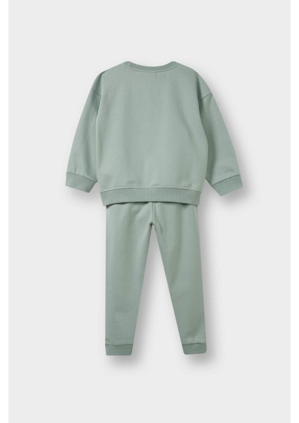 Kız Bebek 2'li Takım İçi Yumuşak Tüylü Baskılı Sweatshirt Eşofman Altı fırsatları