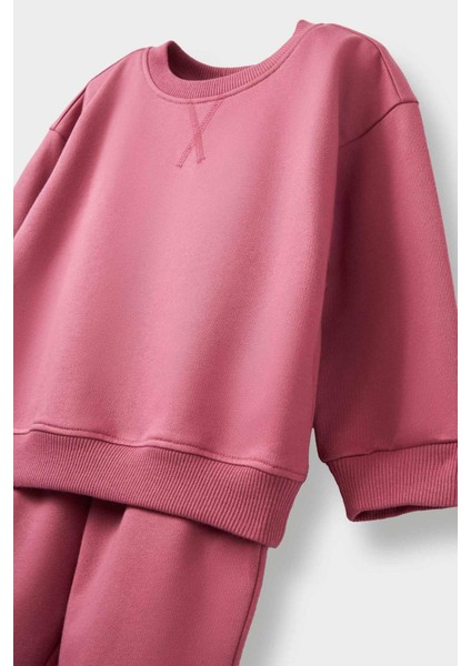 Kız Bebek 2'li Takım İçi Yumuşak Tüylü Sweatshirt Eşofman Altı modelleri