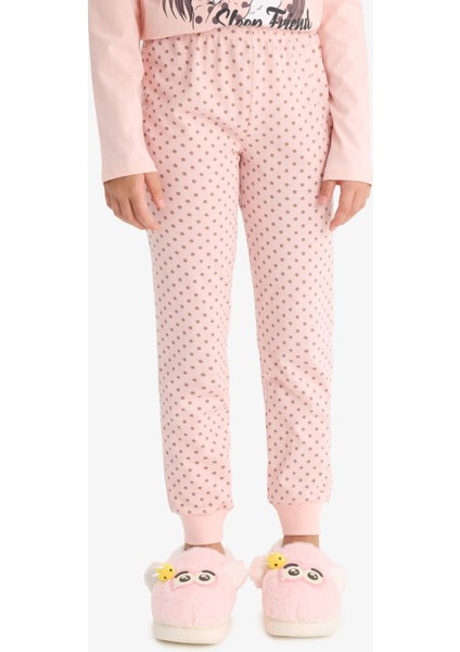 Kız Çocuk Pijama Takımı Baskılı Uzun Kollu Üst Desenli Uzun Alt F6169A825AU