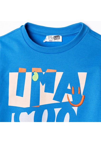 Erkek Bebek Eşofman Takımı Motto Boy Bisiklet Yaka Uzun Kol Ribanalı modelleri