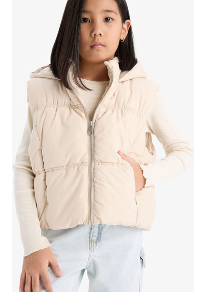 Kız Çocuk Su İtici Kapüşonlu Fermuarlı Şişme Yelek C4971A825AU