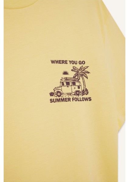 Regular Fit Bisiklet Yaka Baskılı Kısa Kollu Tişört F8542AX25HS fiyatları