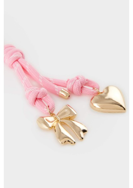 Kadın Pembe İpli Kalp Kurdele Charm Anahtarlık F1722AXNS fiyatları