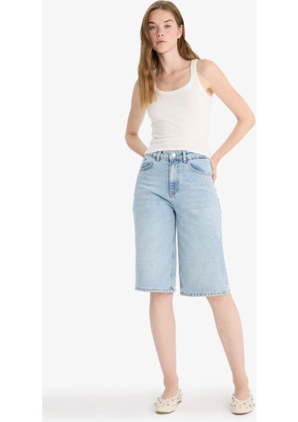 Yüksek Bel Jean Bermuda Şort E9040AX25AU fiyatları