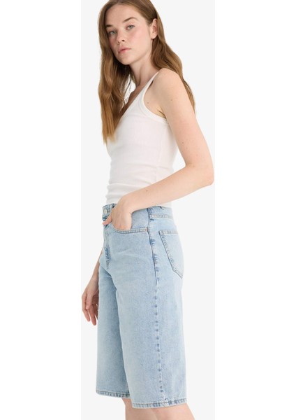 Yüksek Bel Jean Bermuda Şort E9040AX25AU fırsatları