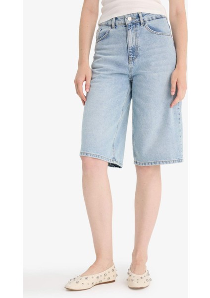 Yüksek Bel Jean Bermuda Şort E9040AX25AU indirimleri