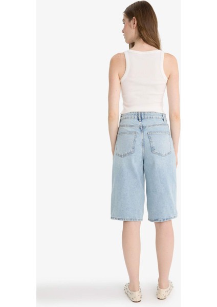 Yüksek Bel Jean Bermuda Şort E9040AX25AU