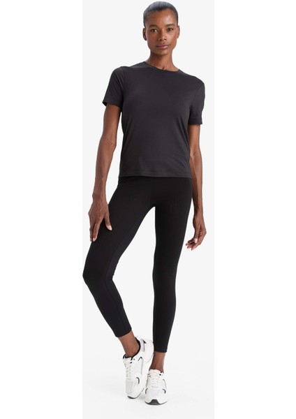 Fit Yüksek Bel Beli Saran Pamuklu Basic Düz Sporcu Tayt Z6327AZ25AU